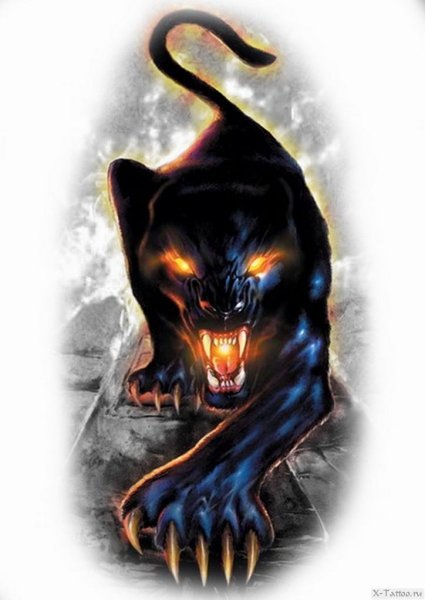 Черная пантера в огне