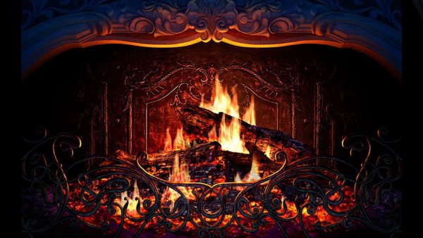 Сказочный камин с огнем