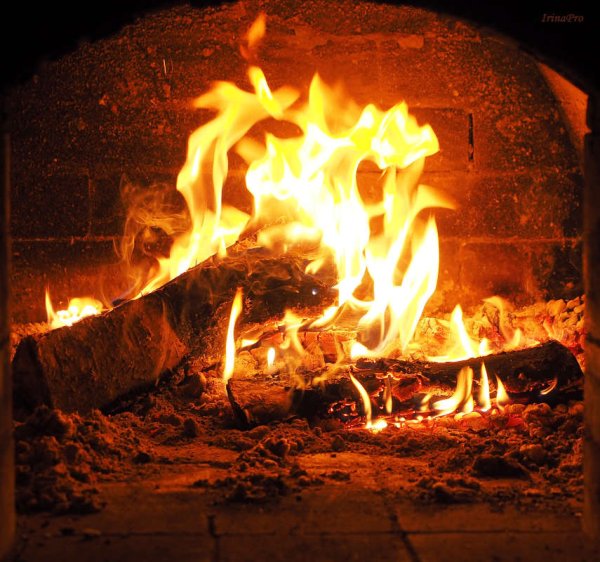 Русская печь с огнем