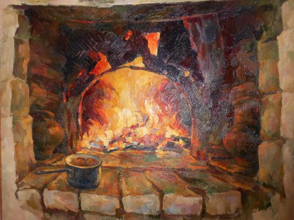 Камин в живописи