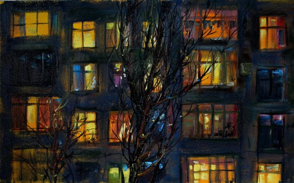 Ночные окна домов