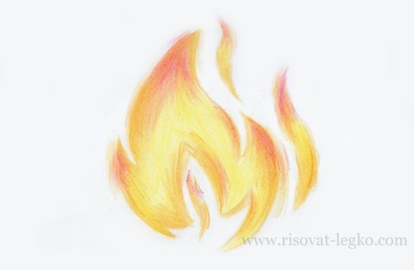Пламя цветными карандашами