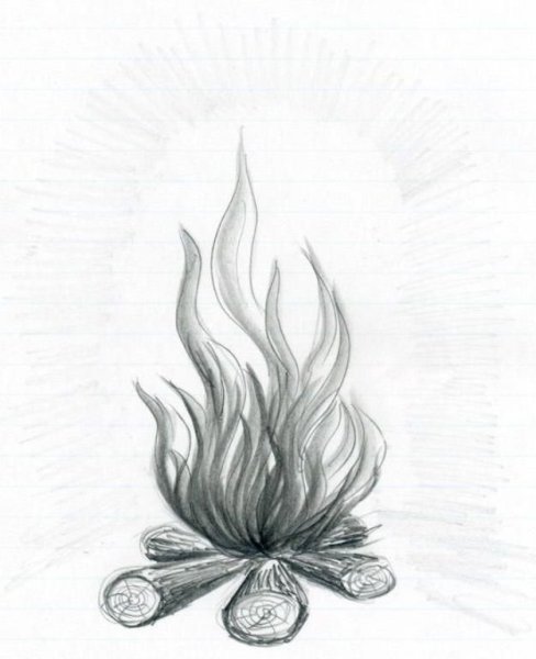 Костёр рисунок карандашом