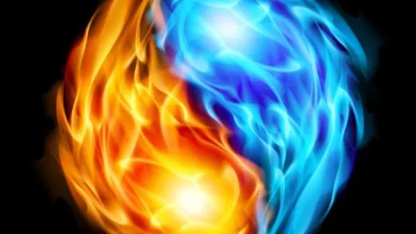 Сине оранжевый огонь