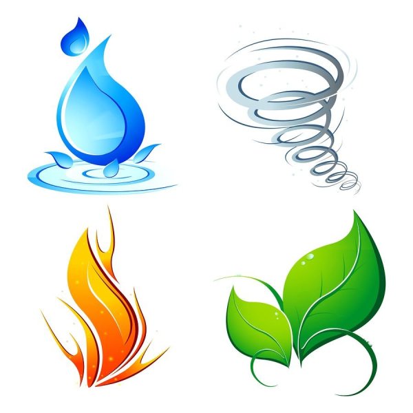 Четыре стихии на белом фоне