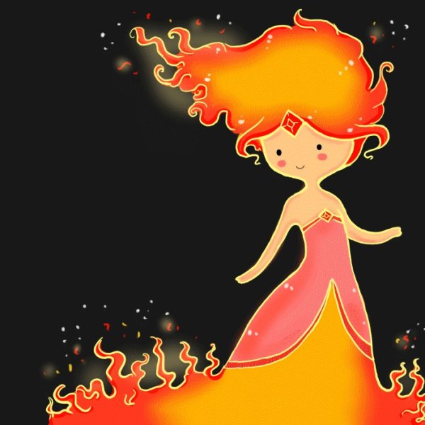 Девушка у огня мультяшный