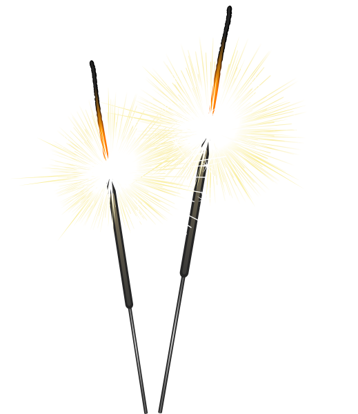 Бенгальские огни на белом фоне