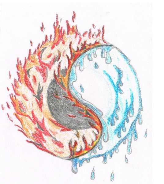 Огонь и вода нарисовать