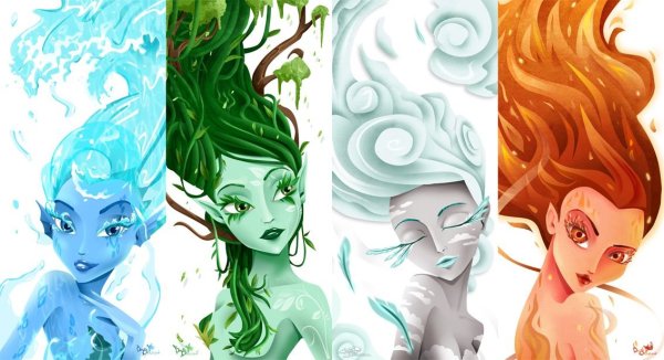 Стихии в виде девушек