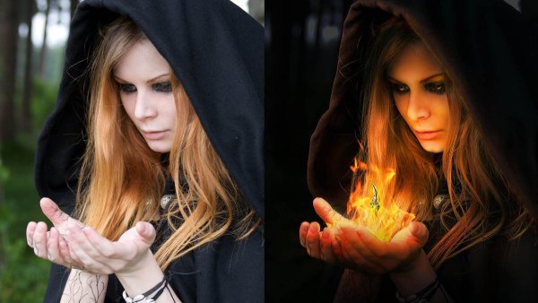 Девушка с огнем в руках