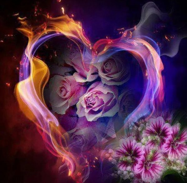 Цветное огненное сердце