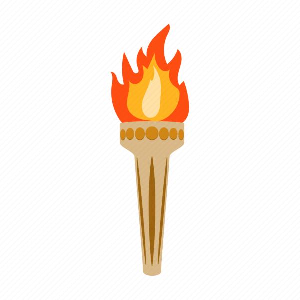 Олимпийский огонь на белом фоне