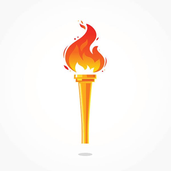 Олимпийский факел на белом фоне