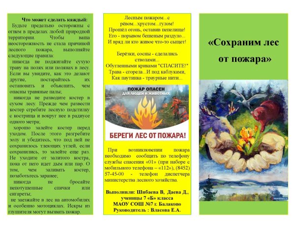 Буклет на тему Лесные пожары