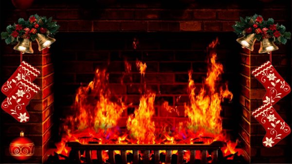 Огонь камина футаж