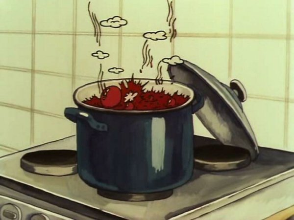 Еда в кастрюле кипит