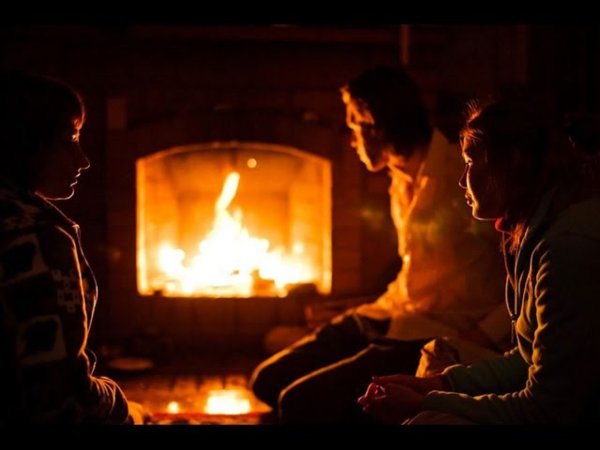 Семья перед камином