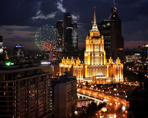 Ночная Москва Москоу Сити МГУ