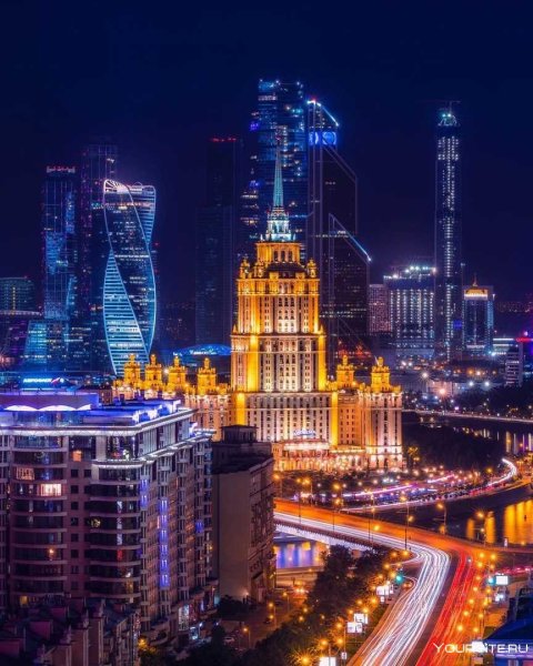 Ночная Москва Москоу Сити МГУ