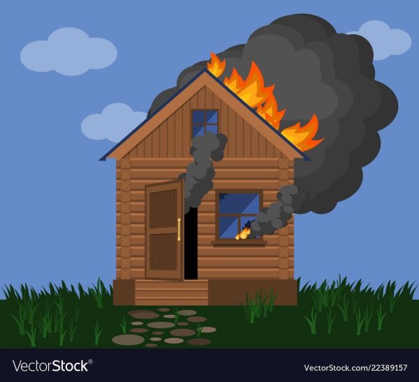 Горящий дом мультяшный