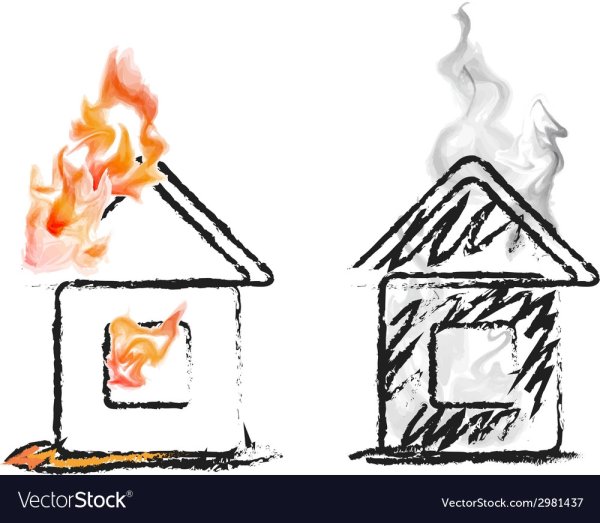 Нарисовать горящий дом