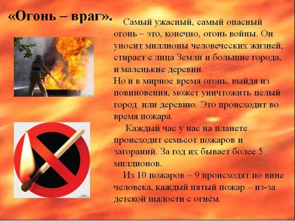 Сообщение на тему огонь