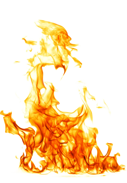 Пламя огня на белом фоне