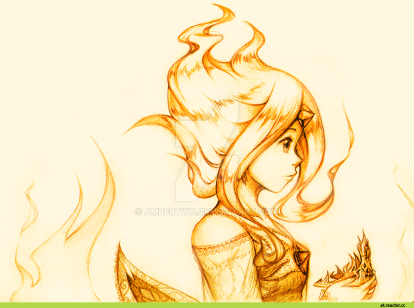 Огненная девушка карандашом