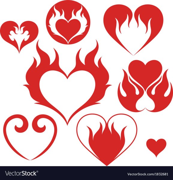 Сердце в огне вектор