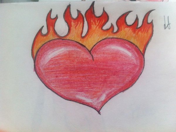 Сердце в огне рисунок