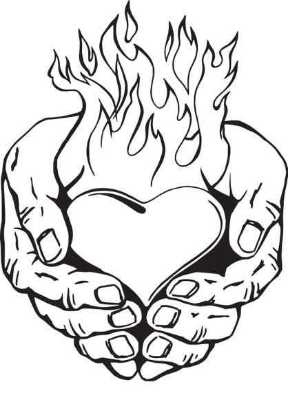 Сердце в руке эскиз