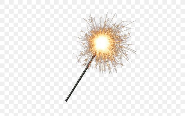 Бенгальский огонь на прозрачном фоне