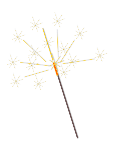 Бенгальский огонь на прозрачном фоне