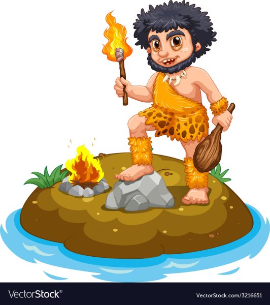 Первобытный человек на прозрачном фоне