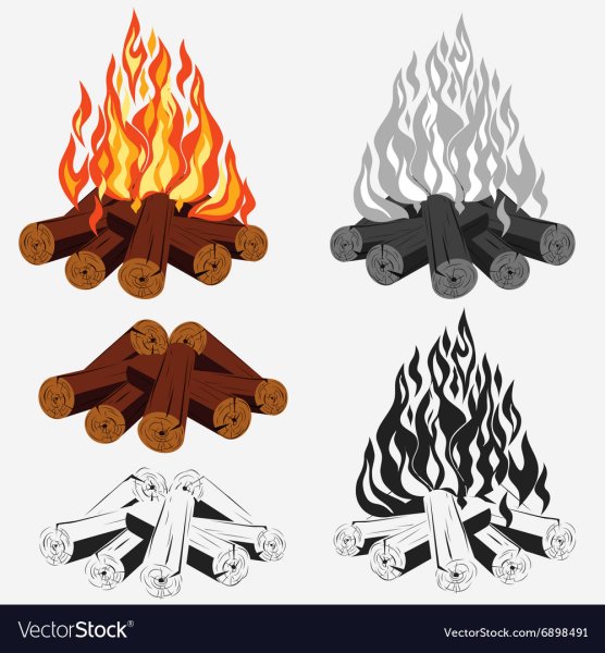 Нарисовать пламя огня в камин