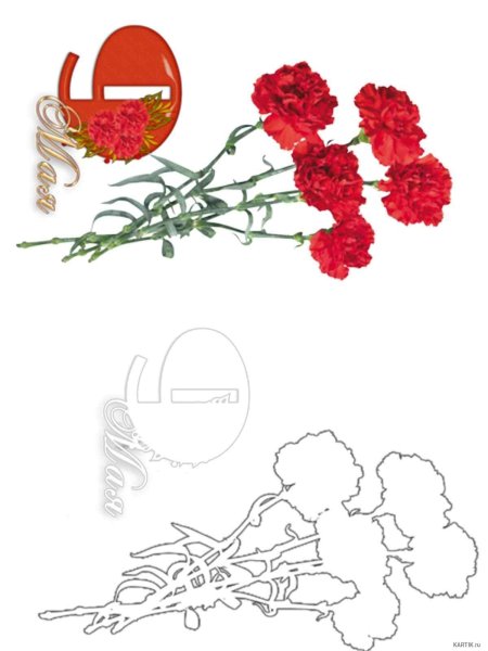 Гвоздики для украшения окон к 9 мая