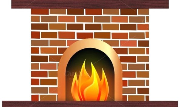 Кирпичный камин нарисованный