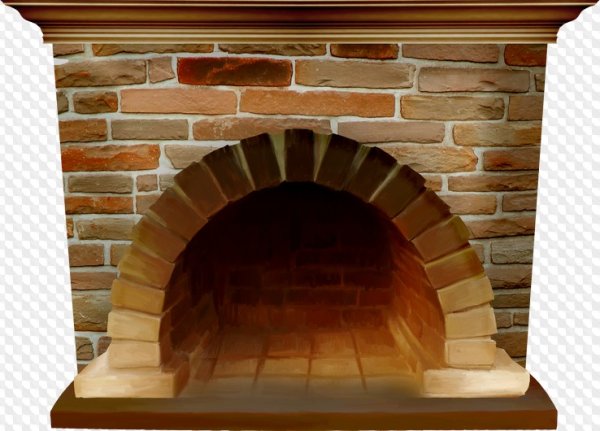 Кирпичный камин на прозрачном фоне