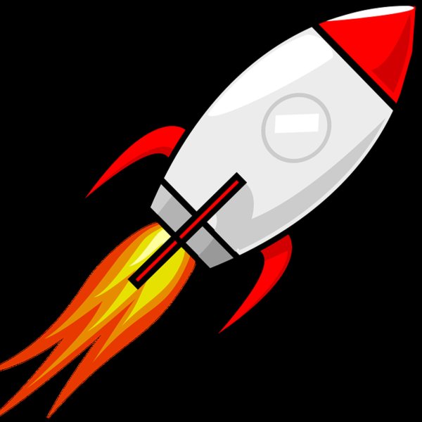 Ракета на черном фоне