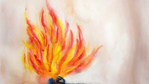 Огонь рисунок красками
