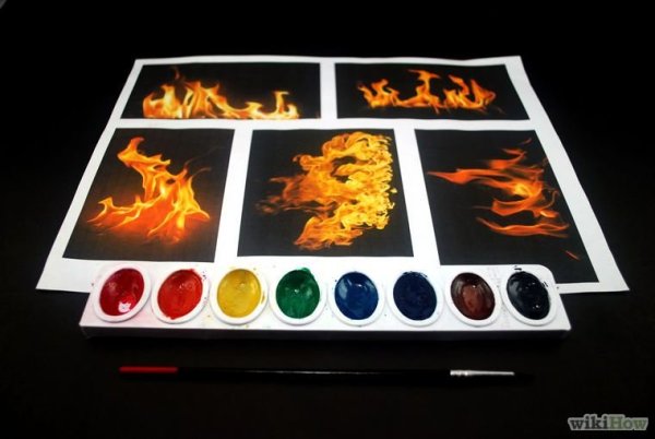 Огонь акриловыми красками