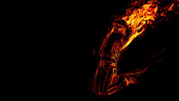 Фон черный с огненным силуэтом