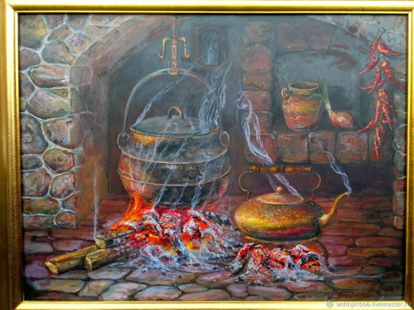 Картина маслом очаг