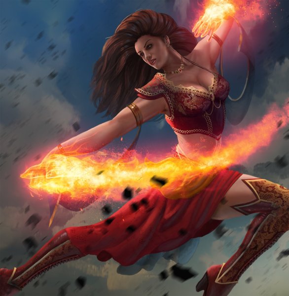 Девушка маг Элементалист фэнтези