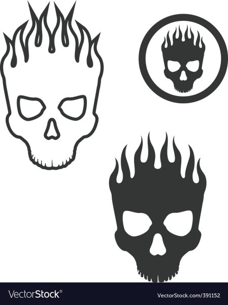 Трафарет череп в огне