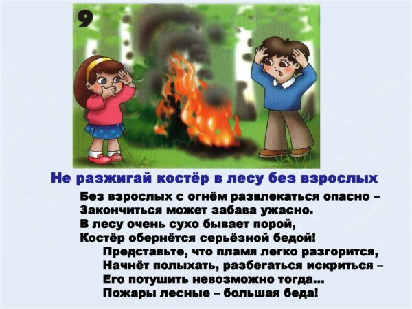 Не разжигай костер в лесу без взрослых