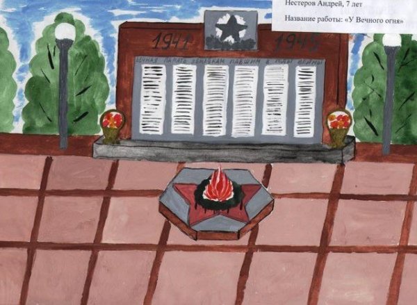 Рисунок обелиска с вечным огнем