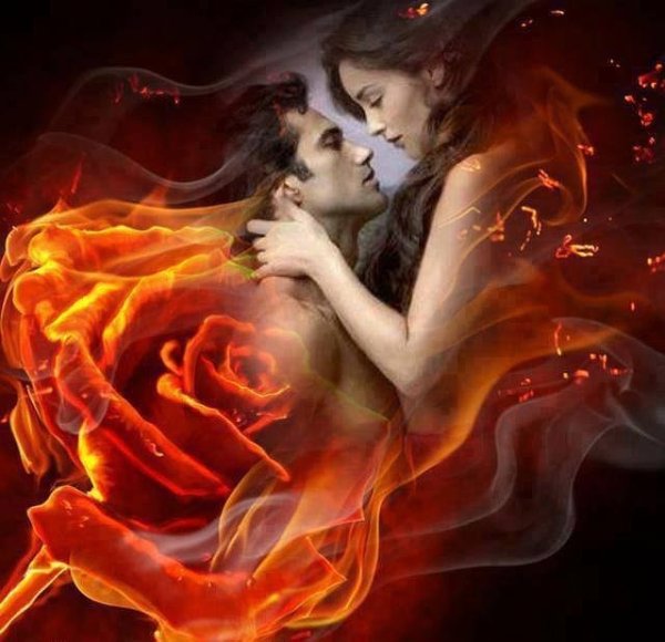 Мужчина и женщина в огне страсти