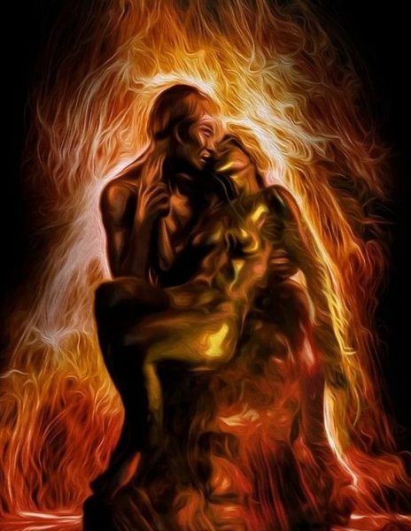 Мужчина и женщина в огне