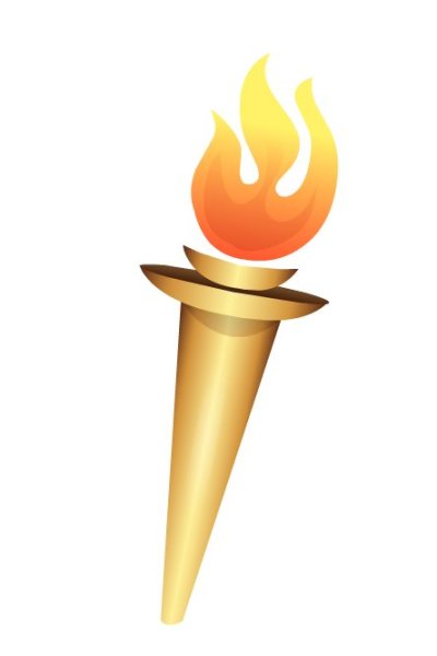 Олимпийский огонь на белом фоне